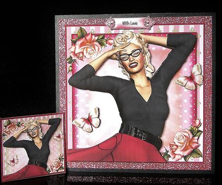 Retro Rock and Roll Cherry Card Front Kit by Deborah Sweet