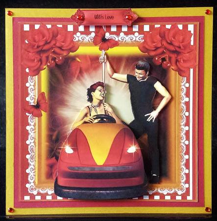 Retro the Bumper Car Card Front Kit by Deborah Sweet