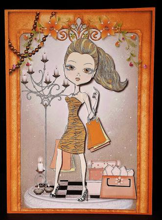 Teen Fashionista! Shopaholic Card Front and Decoupage by Deborah Sweet