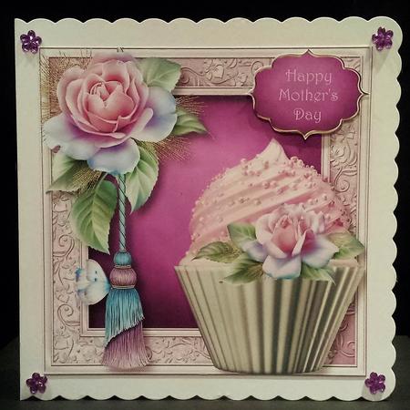 Pastel Rose Cupcake 8x8 Quick Topper by Deborah Sweet