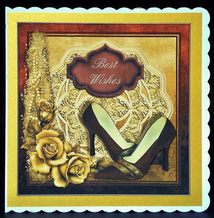 Classy Lady in Browns and Golds Shoe Card Topper by Deborah Sweet