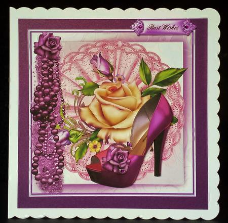Peep Toe and Rose Bling Card Topper by Deborah Sweet