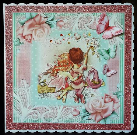 Cute Fairy Cuddles Card Topper by Deborah Sweet