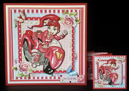 The Pink Biker Card Front Kit by Deborah Sweet