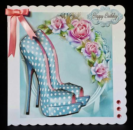 Blue Polka Dot Shoes with Roses 8x8 Mini Kit by Deborah Sweet