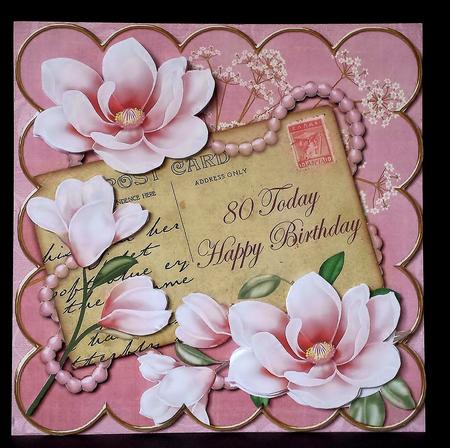 Pink Magnolia 80 Today 8in Extreme Decoupage Cf Kit by Deborah Sweet
