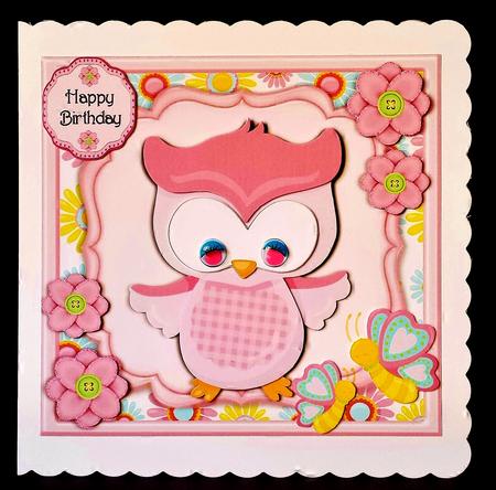 Gorgeous Little Pink Owl with Flowers 8x8 Mini Kit by Deborah Sweet
