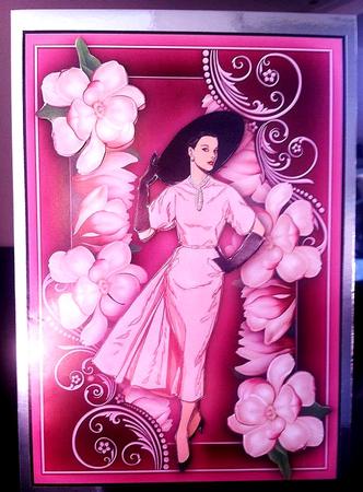 Elegant Lady Amongst the Magnolias Decoupage by Deborah Sweet