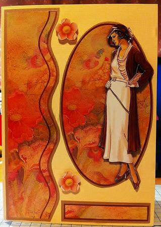 Vintage Lady in Peach Oval Topper & Decoupage by Deborah Sweet