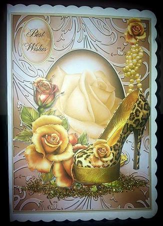 Roses Shoes and Pearls Card Front by Deborah Sweet