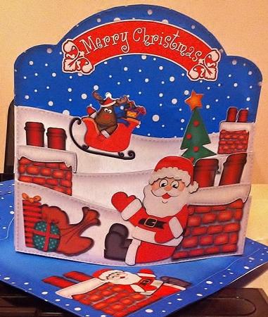 3D Xmas Rooftop Santa Pop Out Card Kit by Deborah Sweet