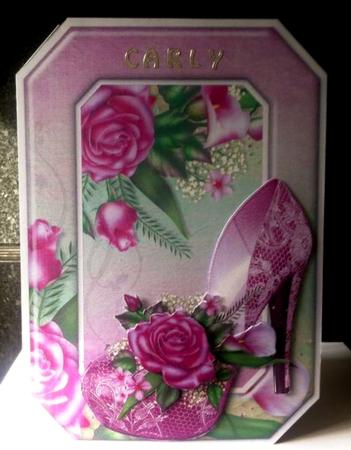 A5 Shaped Card with Flowers Shoe Mini Kit by Deborah Sweet