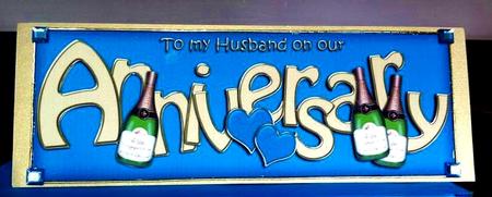 Husband Wedding Anniversary Champagne Large Dl 3D Decoupage by Deborah Sweet