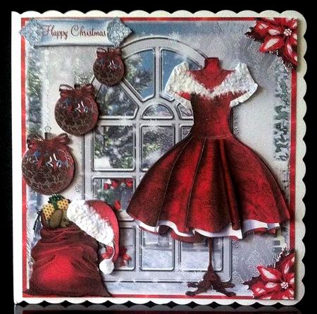 The Christmas Dress Window Card Front Kit by Deborah Sweet
