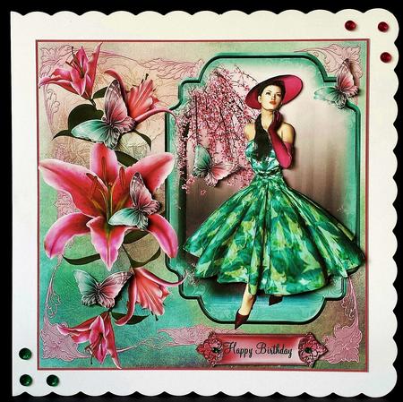 Beautiful 1950's Style Lilly and Cherry Blossom Lady by Deborah Sweet