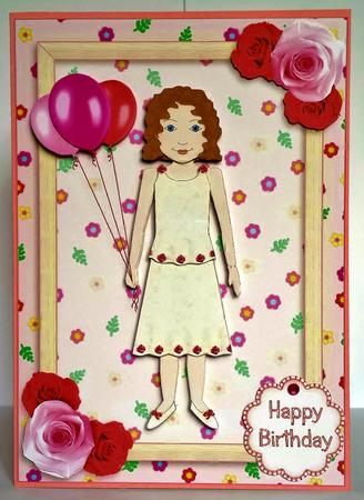 Party Girl Cream and Pink Roses A5 Decoupage by Deborah Sweet