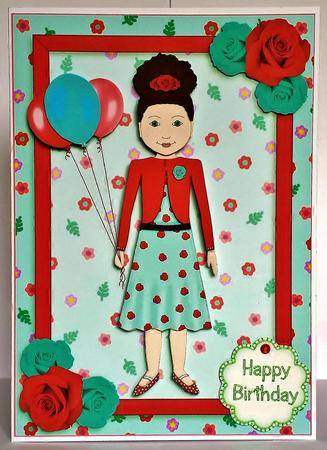 Party Girl Mint and Rose A5 Decoupage by Deborah Sweet