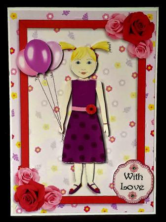 Party Girl Purple and Pink A5 Decoupage by Deborah Sweet