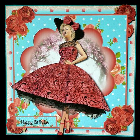 The Cerise Dress Card Front Kit by Deborah Sweet