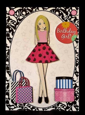 Teen Girl Blonde Boxes & Bags in Hot Pink A5 Decoupage by Deborah Sweet