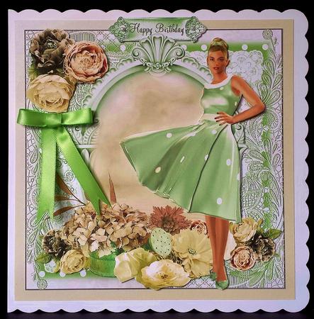 Vintage Polka Dot Dress Beauty Card Front Kit by Deborah Sweet