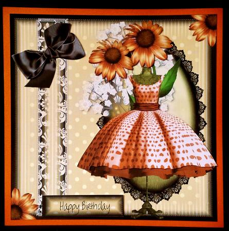 Peach Polka Dots and 1950's Dress Card Topper by Deborah Sweet