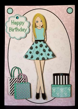 Teen Girl Blonde Boxes & Bags in Mint & Pink A5 Decoupage by Deborah Sweet