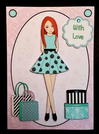 Teen Girl Red Head Boxes & Bags in Mint & Pink A5 Decoupage by Deborah Sweet