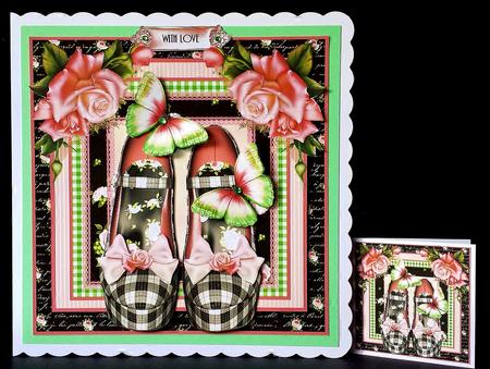 Gingham Rose Shoes Card Front Kit by Deborah Sweet