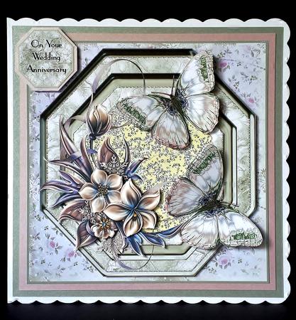 Wedding Anniversary Butterflies Card Front Kit by Deborah Sweet