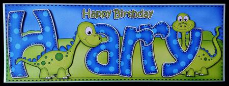 Large Dl Birthday Harry Denis Dinosaur Card & 3D Decoupage by Deborah Sweet