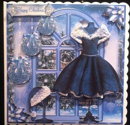 The Blue Christmas Dress Window Card Front Kit by Deborah Sweet