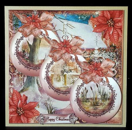 Beautiful Christmas Baubles Card Front Kit by Deborah Sweet
