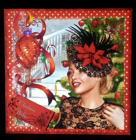 Retro Christmas Poinsettia Hat by Deborah Sweet