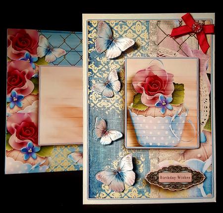 Cardtopper with Matching Envelope Cupcake Blue 641 by Deborah Sweet