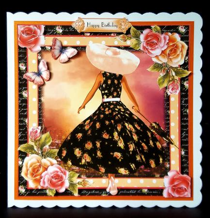 Beauty in a Peach Rose Dress Card Front Kit by Deborah Sweet
