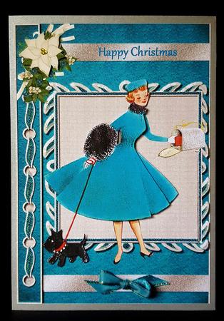 Retro Lady Christmas Post Book Cover Card Front by Deborah Sweet