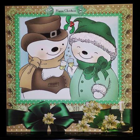 The Lovely Snowman Couple Card Front Kit by Deborah Sweet