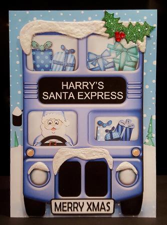 Xmas Santa Express Harry A5 Quick Card N 3D Decoupage by Deborah Sweet