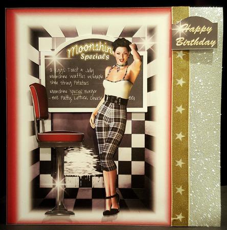 Pin Up Girl in Capri Pants Card Topper by Deborah Sweet