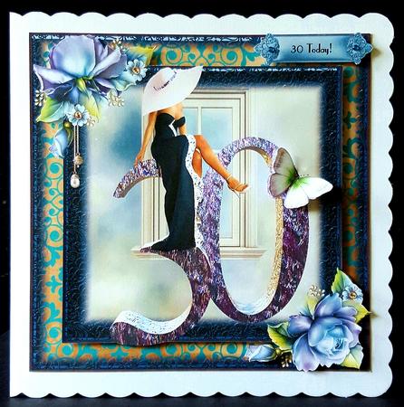 30th the Lady in the White Hat Card Front Kit by Deborah Sweet