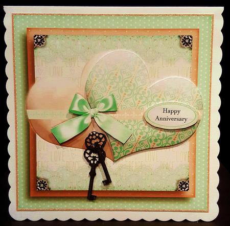 Happily Together Hearts Card Kit Soft Green Apricot 751 by Deborah Sweet