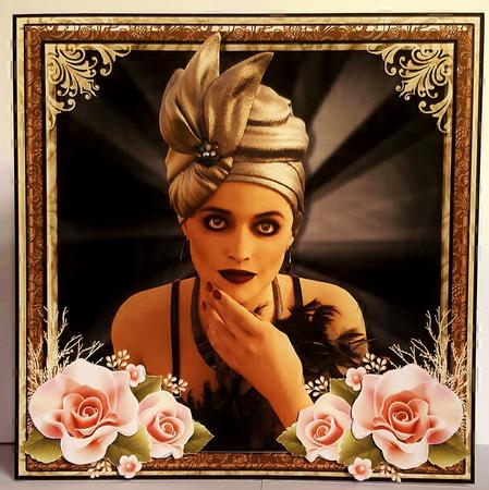 Deco Noir Pink Roses Card Front Kit by Deborah Sweet