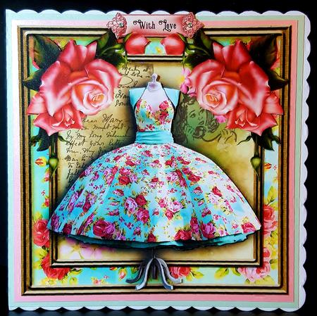 The Beautiful Vintage Floral Dress Card Front Kit by Deborah Sweet