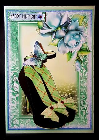 A5 the Teal Rose Shoes Card Front Kit by Deborah Sweet