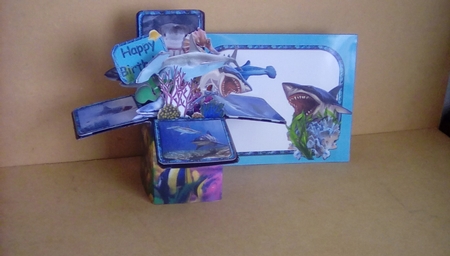3D POP BOX CARD KIT - MAN EATERS by Deborah Turner