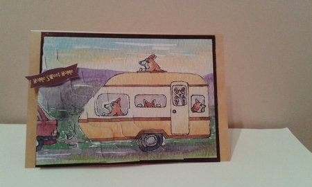 Corgi dogs off on their holidays, wavy edged stacker by Deborah Turner
