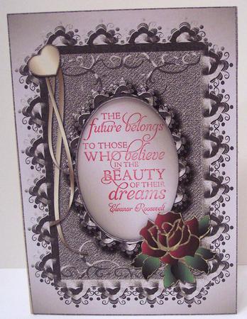 Grace Metallic Embossed Frame with Rose 2 by Deborah Braun