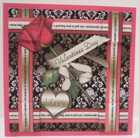 Red Rose Valentine Black Damask 8in Picture Sheet by Deborah Braun