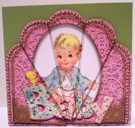 Baby Girl Pink Ornate Scallop Deco Stacker by Deborah Braun